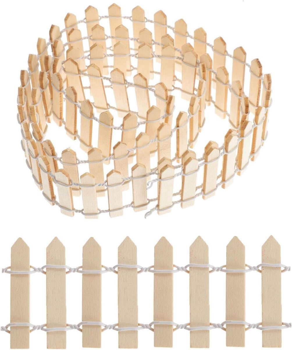 Set van 2 Decoratieve Miniatuur Hekjes van Hout 100 x 5 cm voor Tuin en Poppenhuis, Schattige Tuinaccessoires en Decoratie