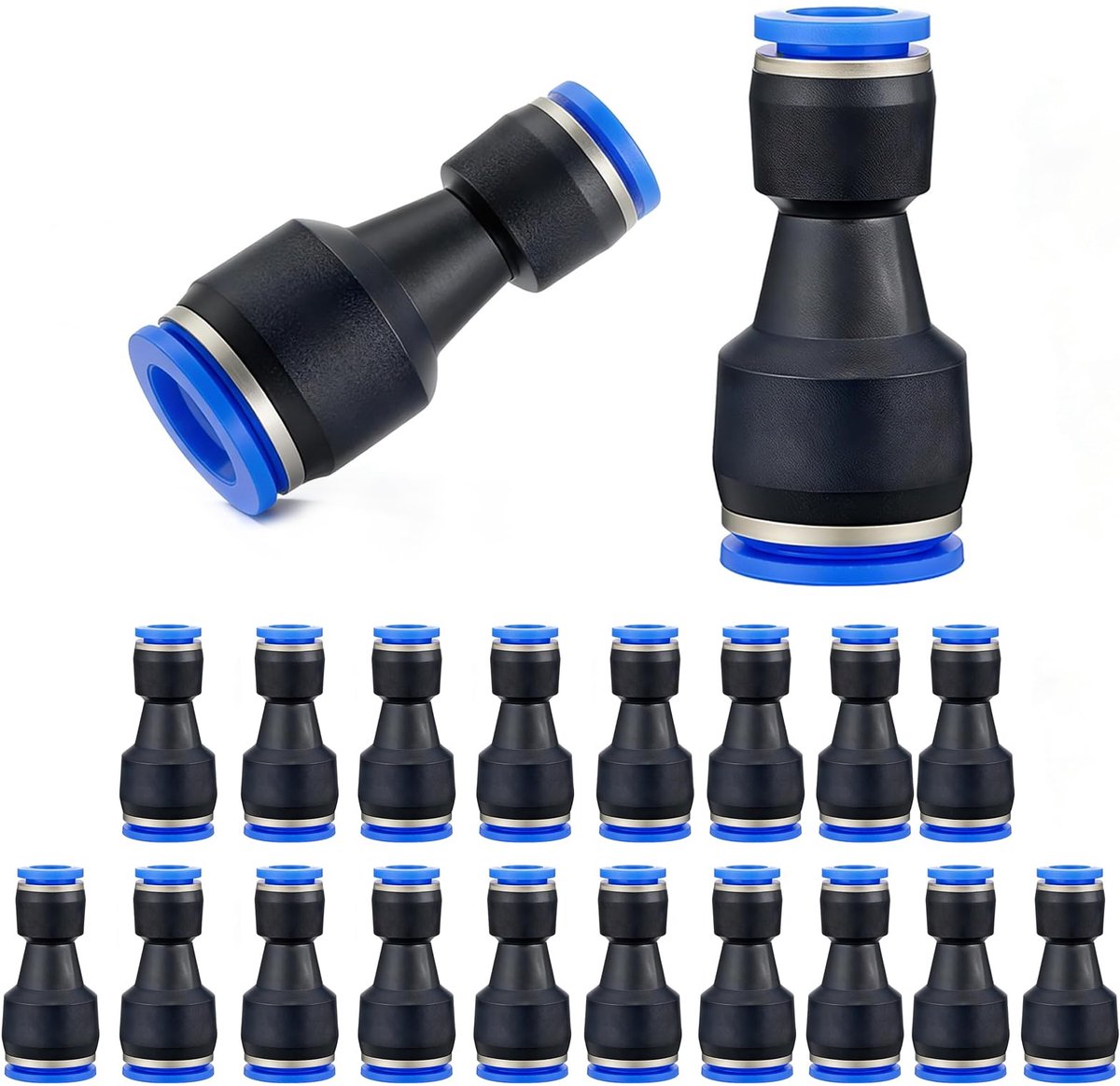 Pneumatische connectoren 8 mm tot 4 mm - rechte aansluiting - 20 stuks - geschikt voor luchtleidingen - ShopVlot