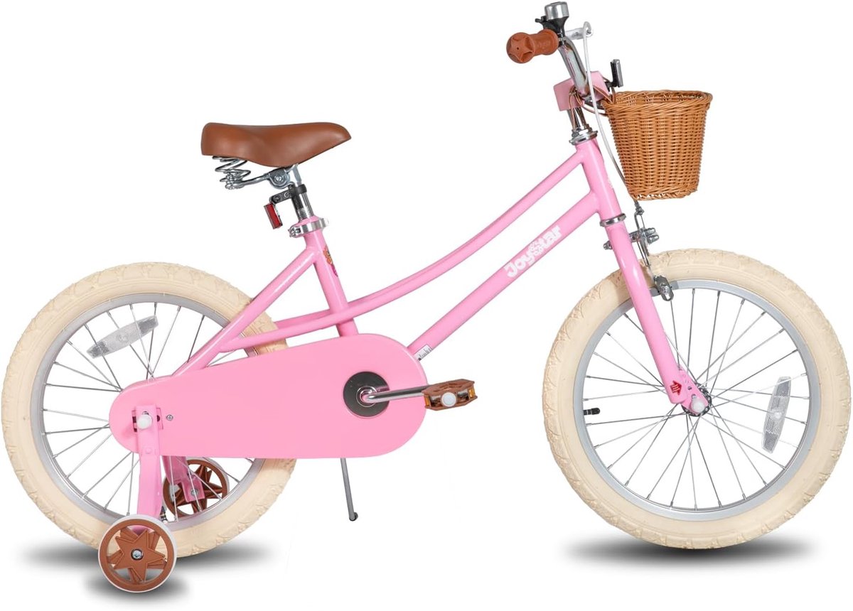 JOYSTAR Cooper Kinderfiets 12-20 inch meisjesfiets met trainingswielen prinsessenkinderfiets voor meisjes en peuters van 2-12 jaar turquoise en roze