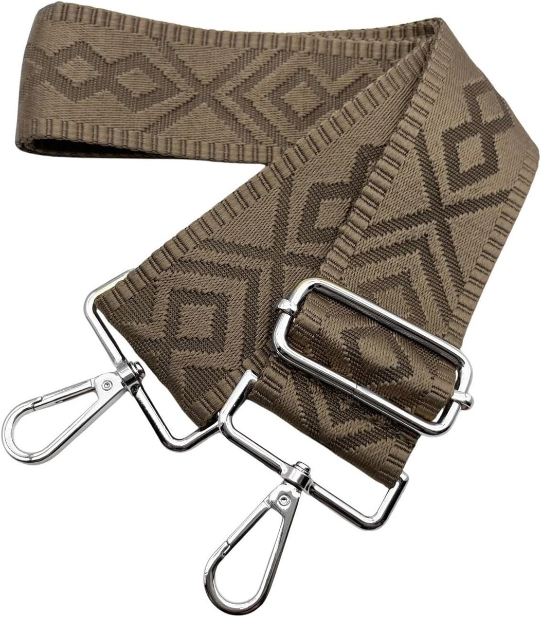 Verstelbare Schoudertas met Brede Band en Zilveren Gesp voor Vrouwen - DIY Handtas Accessoires, Camel Kleur, Perfect voor Dagelijks Gebruik