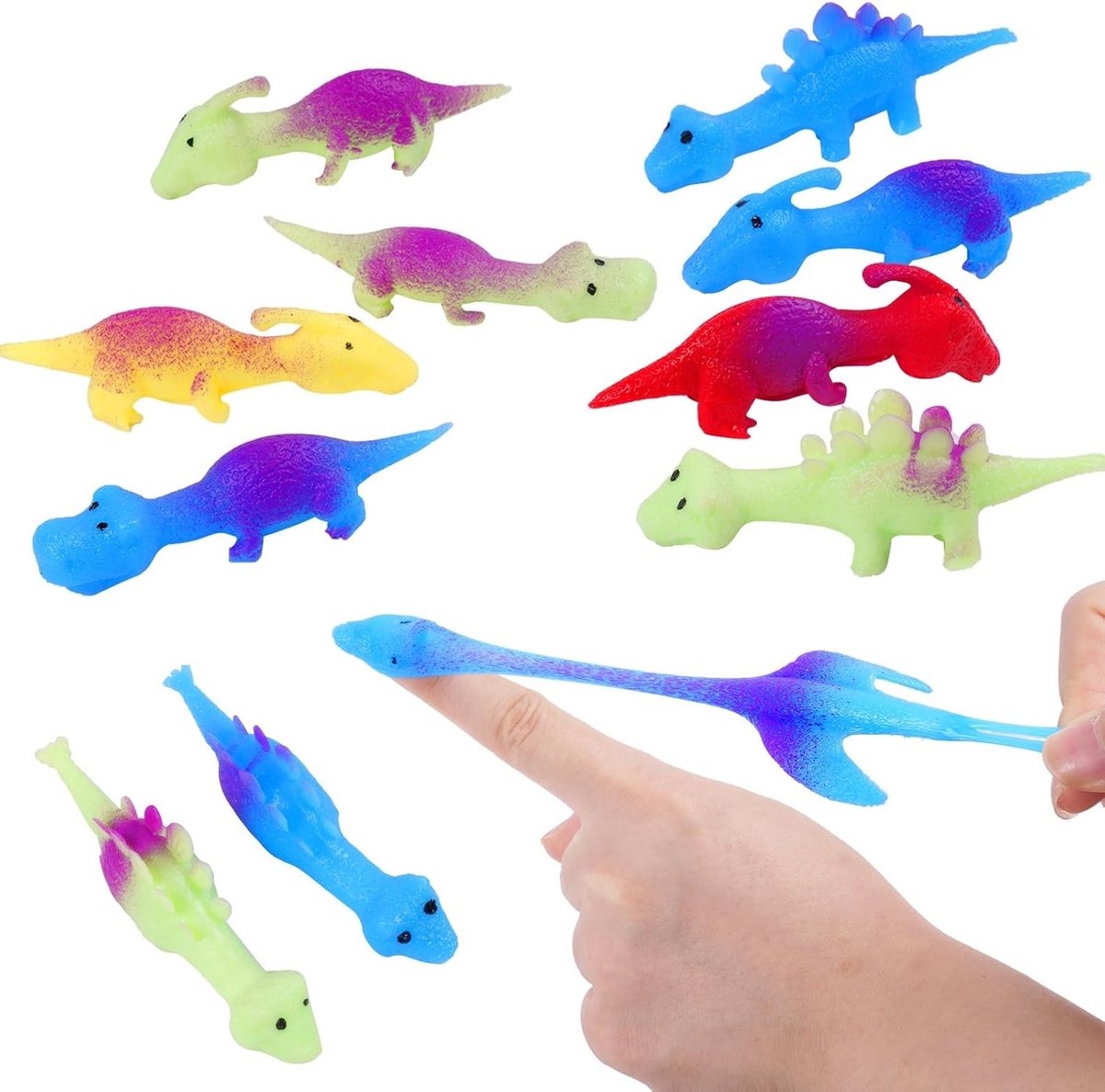Dinosaurussen Vinger Speelgoed, 10 Stuks Katapult Speelgoed, Sling Shot Vinger Speelgoed voor Kinderen en Feestjes