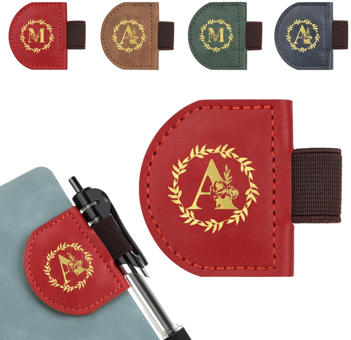 Boekenlegger met penhouder - leren - initialen letters - perfect voor boekenliefhebbers - ShopVlot