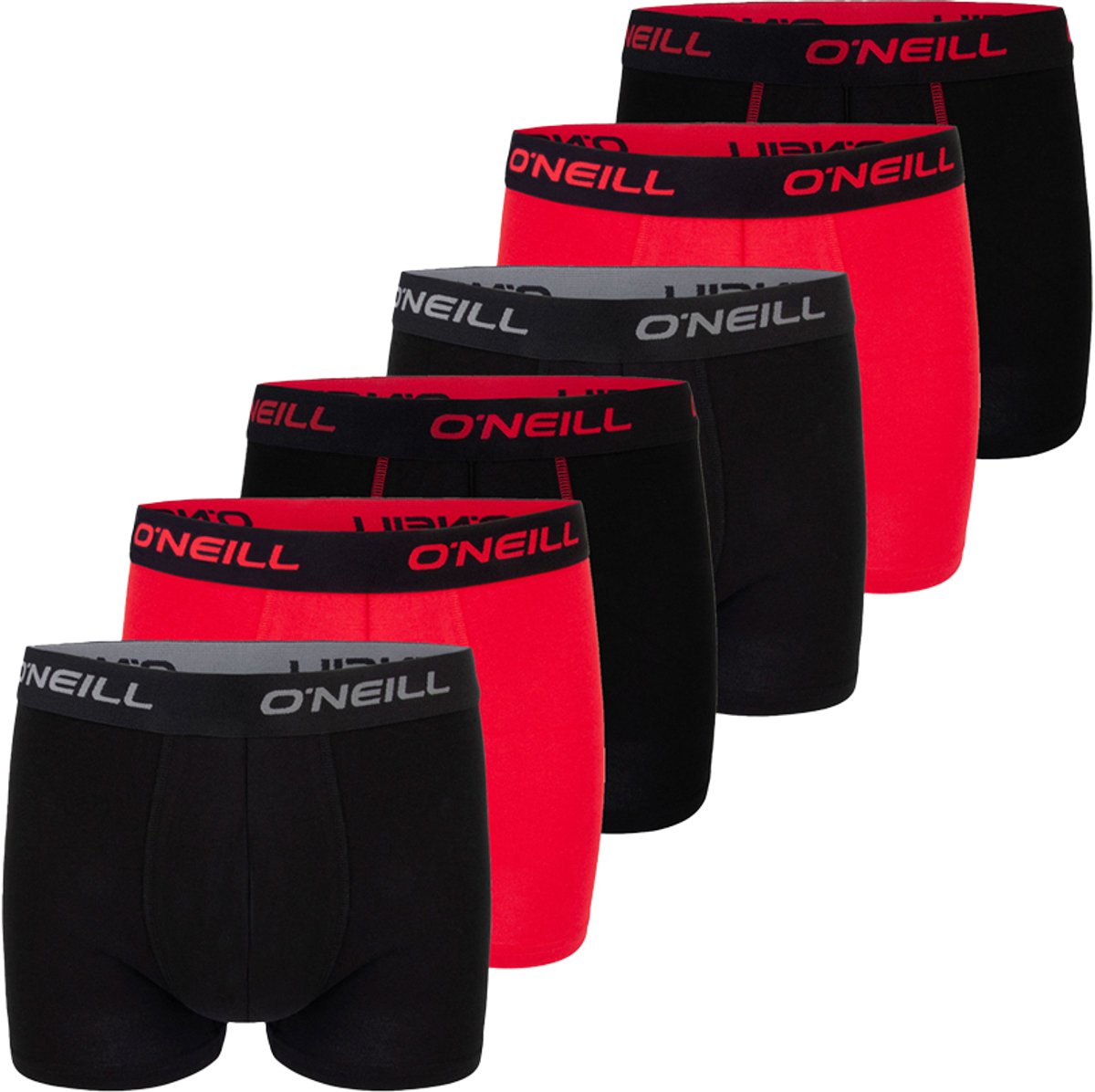 O'Neill Heren Boxershorts Plain 6 Pack Veelkleurig XXL Ondergoed met Elastische Softband