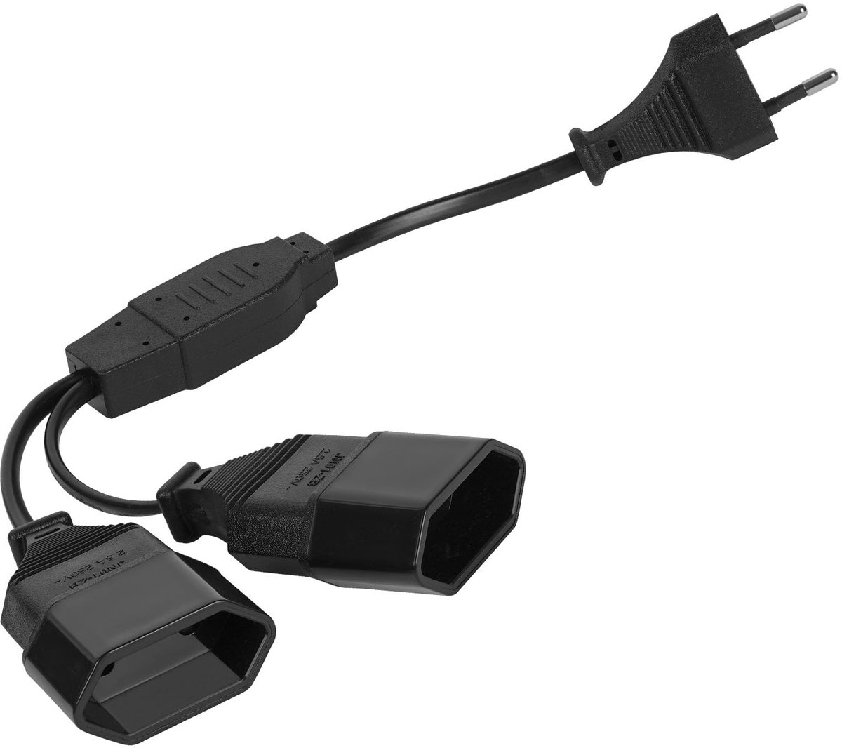 Stroomverlengkabel 30 cm - 2-in-1 EU-verlengkabel - 0,75 mm² - Max. 2,5A/250V voor computer, TV, PC - ShopVlot