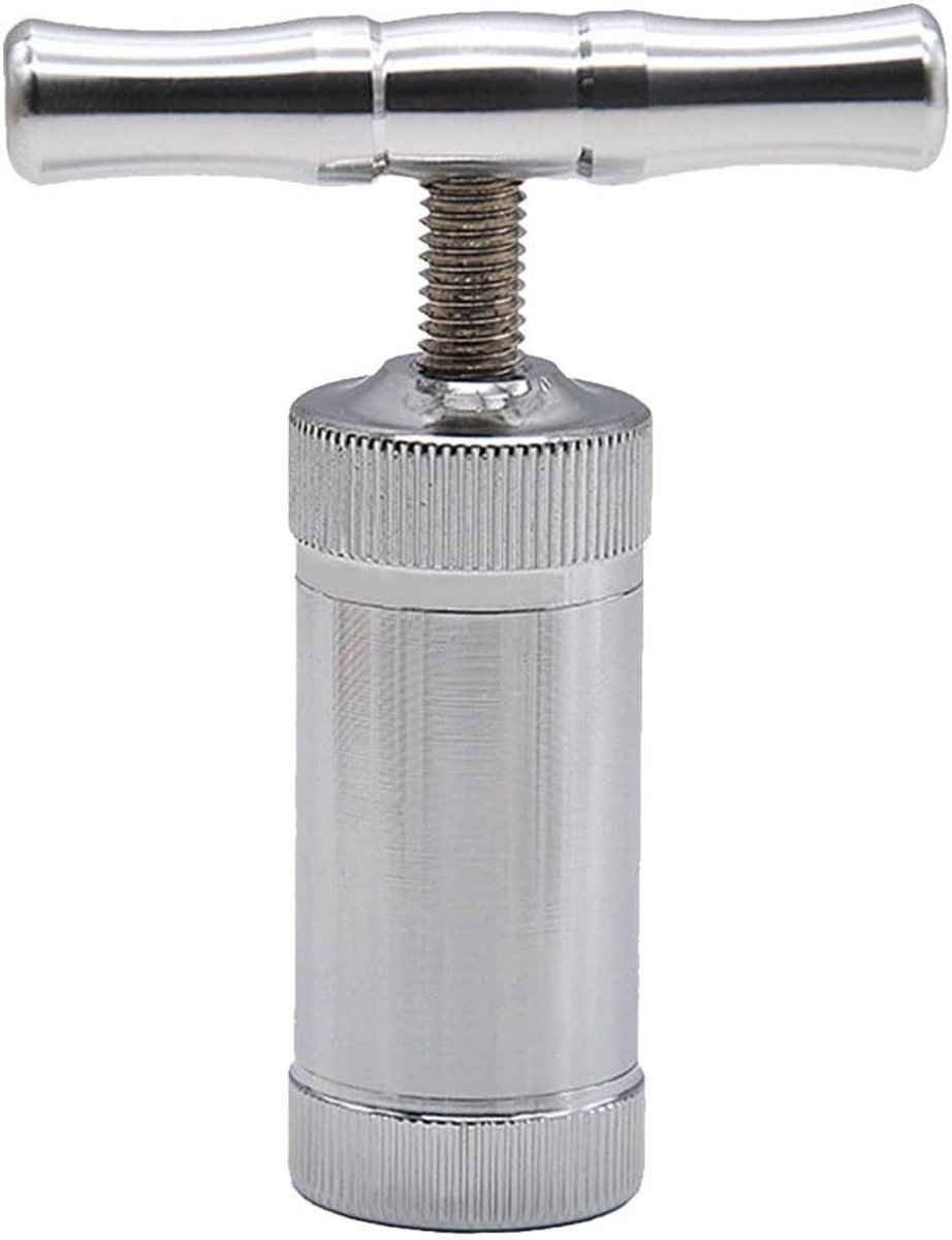 Pollenpers type T van aluminiumlegering voor kruiden, specerijen en knoflook - krachtige pollenmaler met T-handvat