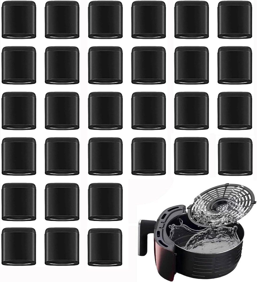 Rubber Buffer voor Air Fryer - 30 Stuks Krasbestendige Beschermpads, Universele Siliconen Beschermhoezen voor Pan en Rubber Voeten