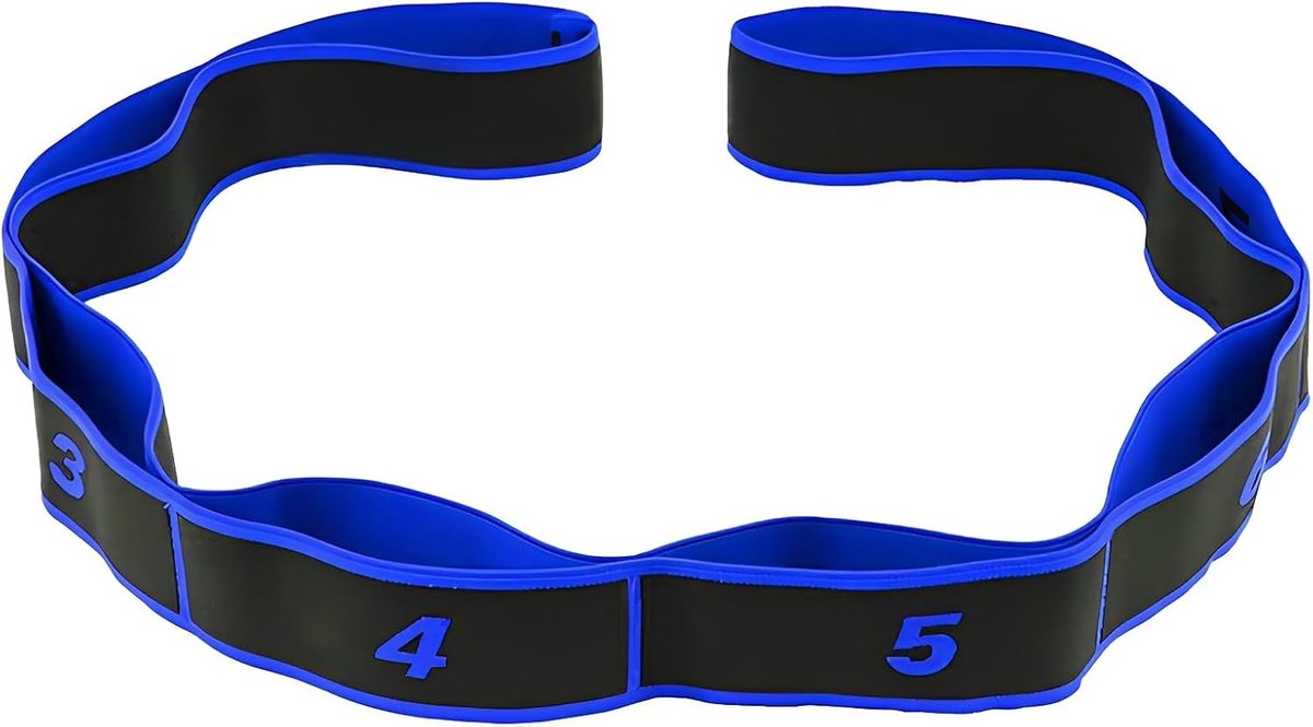 Duurzame Elastische Band voor Krachttraining met 8 Gespen, Ideaal voor Yoga, Stretching en Pilates, Multifunctionele Sportaccessoires voor Fitness en Fysiotherapie, Blauw