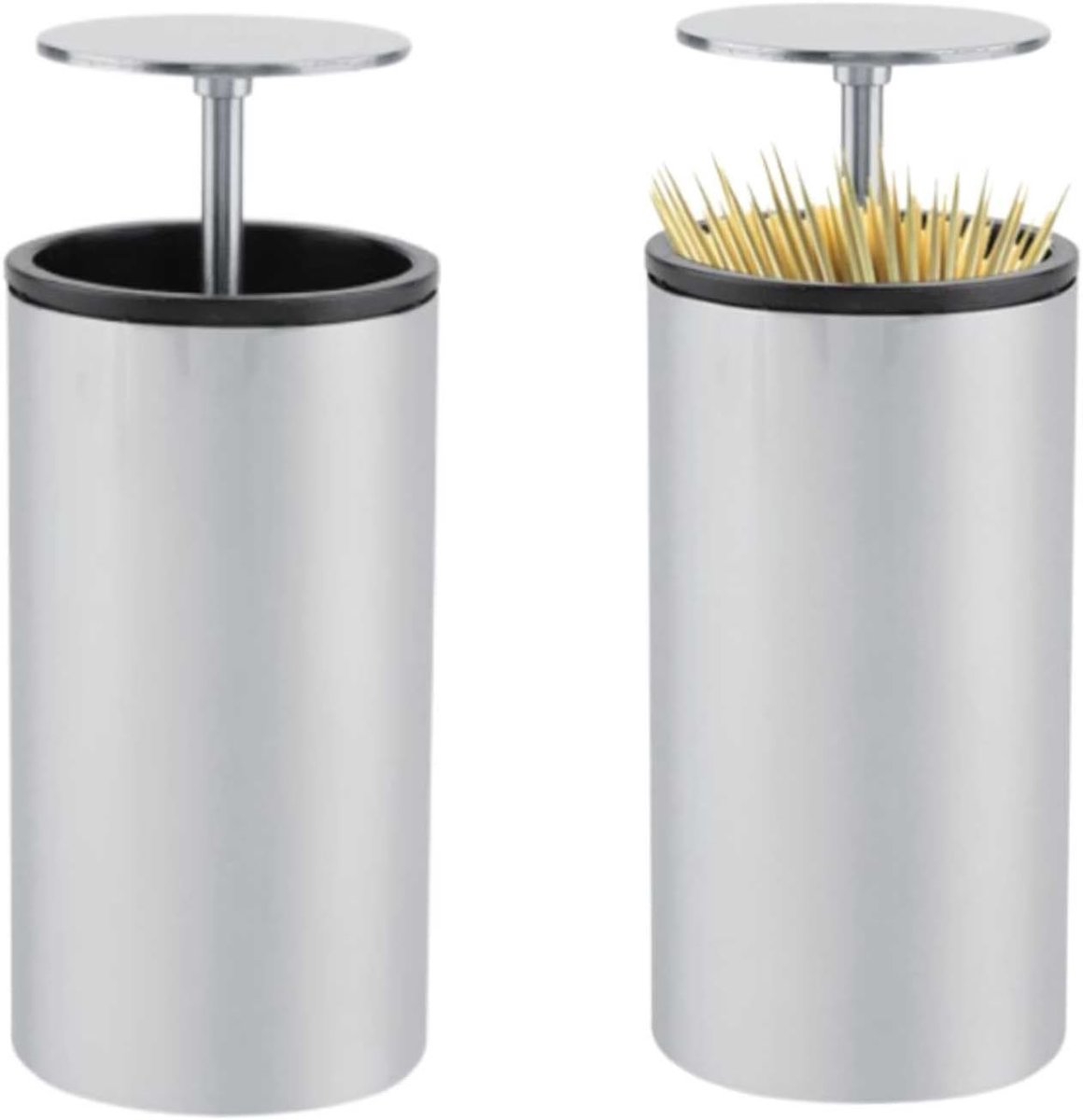 RVS Tandenstokerhouder Set van 2, Dispenser Box voor Tandenstokers, Ideaal voor Thuis en Restaurants, Handige Opslagoplossing voor Tandenstokken