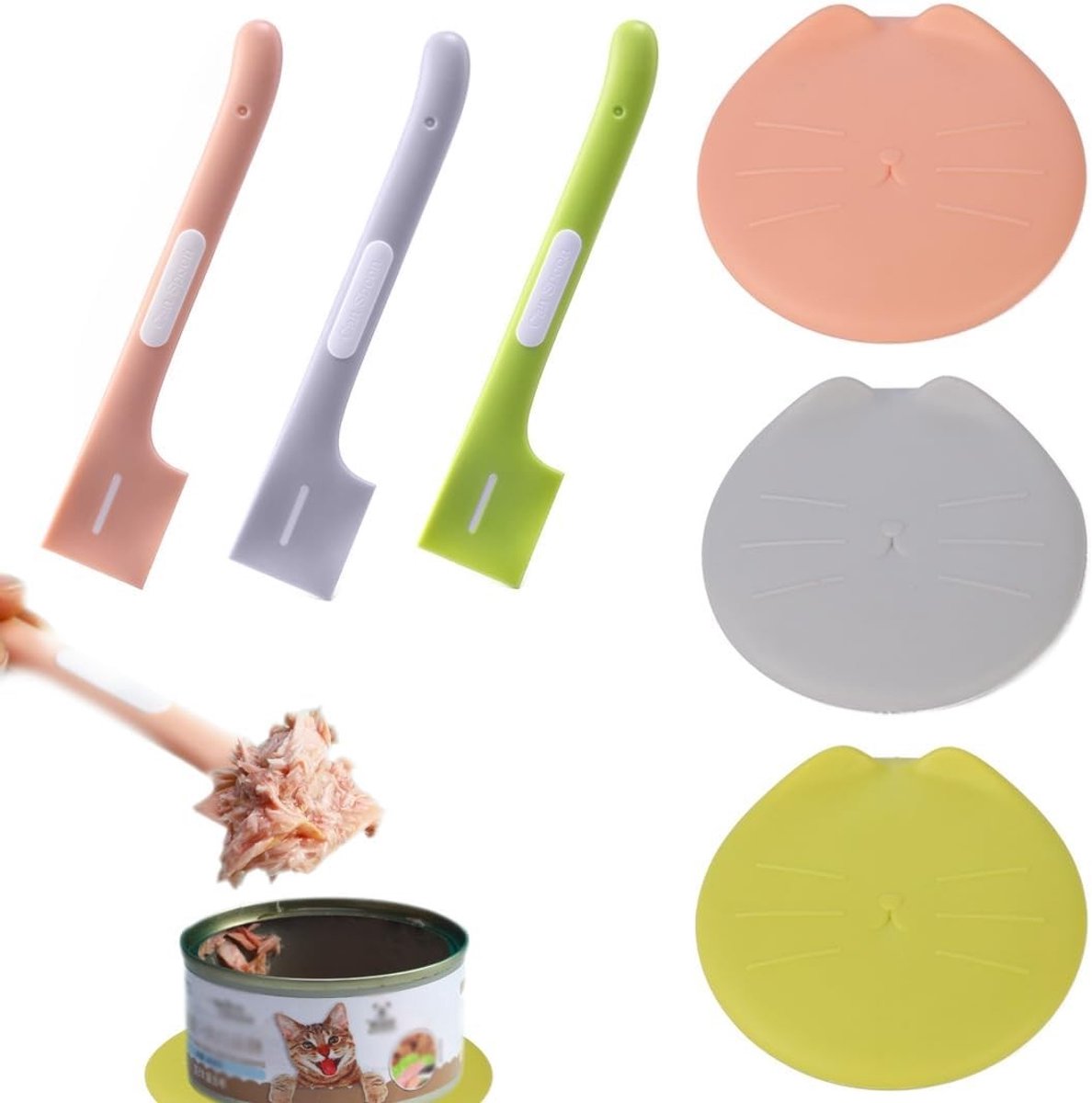 Set van 3 afdichtdeksels voor blikjes, ideaal voor het vers houden van natvoer voor honden en katten, handig en herbruikbaar