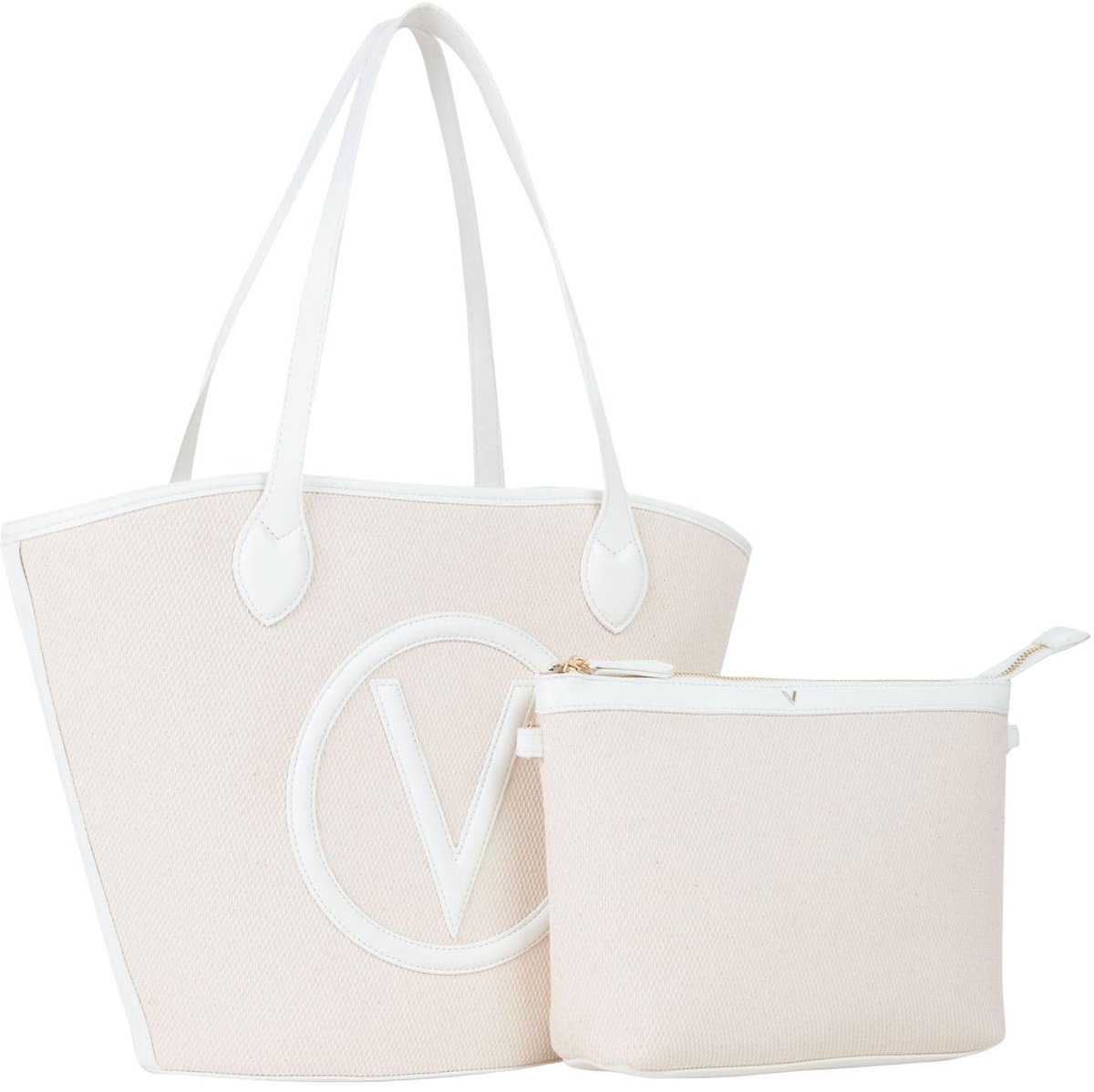 Dameshandtas natuur/wit - elegant design - ruime opbergruimte - ideaal voor dagelijks gebruik - ShopVlot