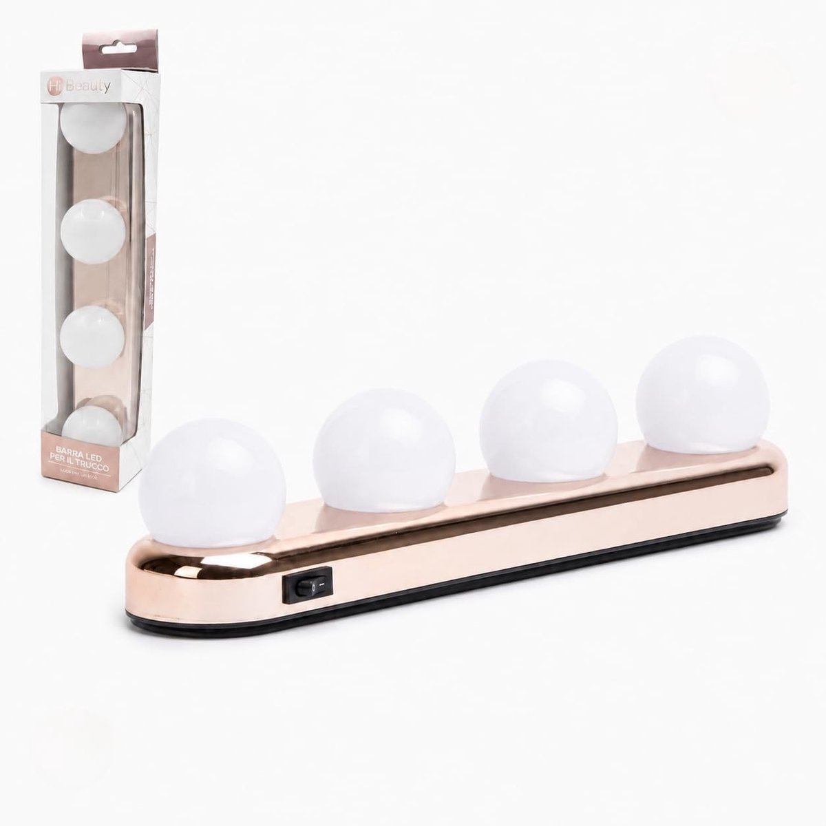 LED Make-up Lamp - Roségoud - 6,5 x 6,5 x 6,5 cm - Draadloos met Zuignappen en AAN/UIT-schakelaar - Voor Make-up en Verlichting