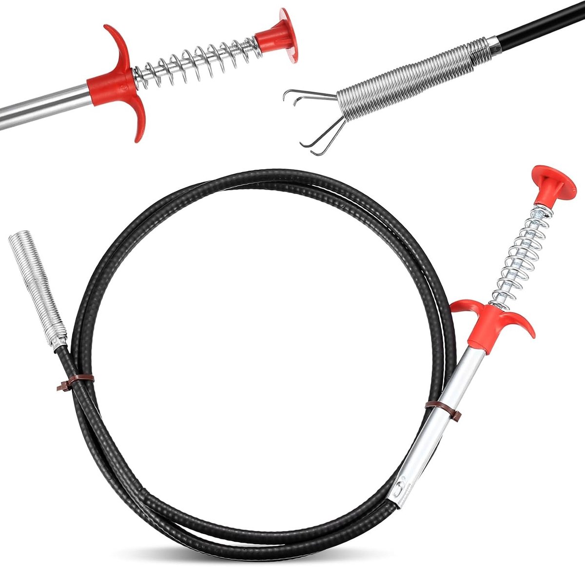 Buisreinigingsspiraal Grijper - Zilver - 160 cm - Flexibele Afvoerspiraal voor Keuken en Badkamer