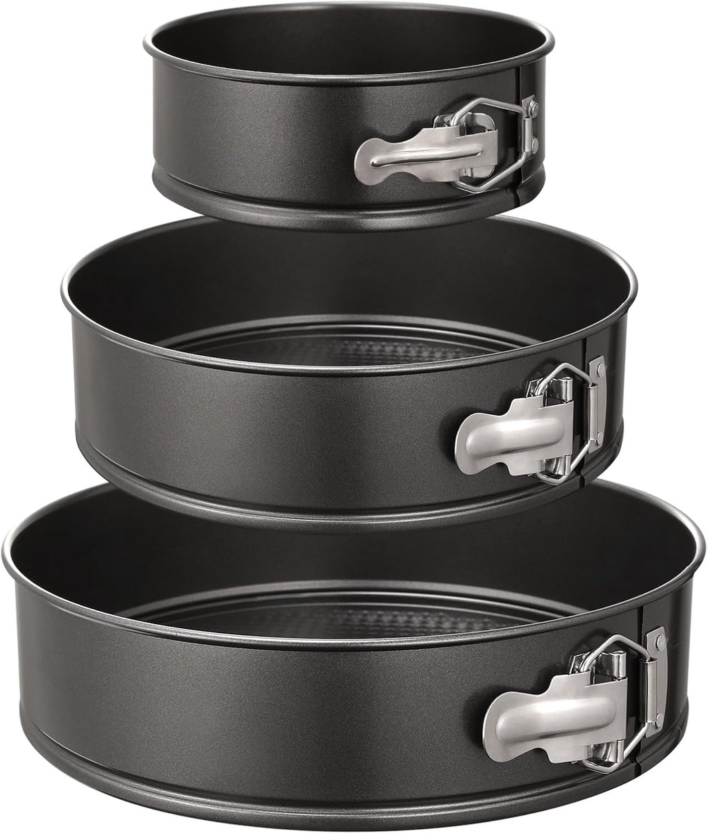 3 stuks - Vervorming van drie stuks - niet-klevende lekkagebestendige ronde taartvorm - in 3 afmetingen van 6 inch, 8 inch en 10 inch - zwart