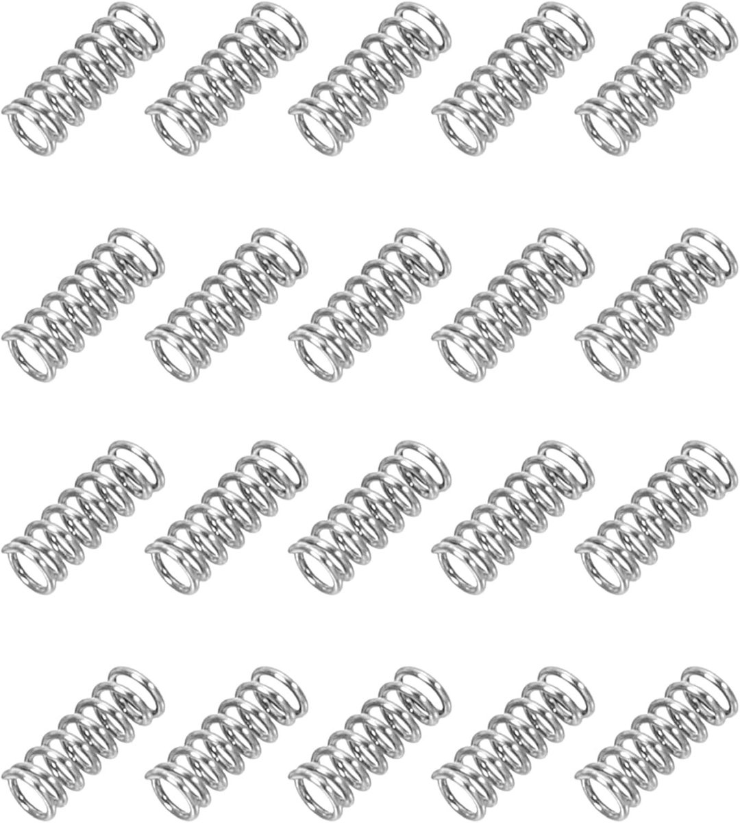 Compressie Veer 0.3mm Draaddiameter x 2mm Buitendiameter x 5mm Lengte, 20 Stuks RVS Mechanische Uitbreidingsveren voor Klussen en Thuisreparaties, Ideaal voor Hobby en Doe-Het-Zelf Projecten