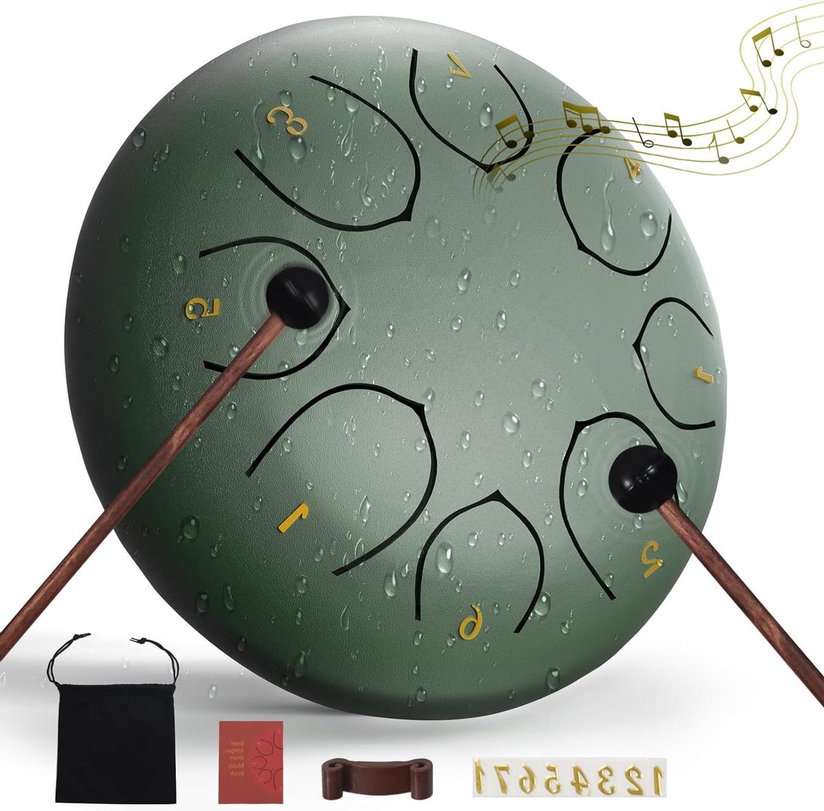 Regendrum - Per drum - Tuin Decoratie - Met 8 tonen - 15cm diameter - Groen