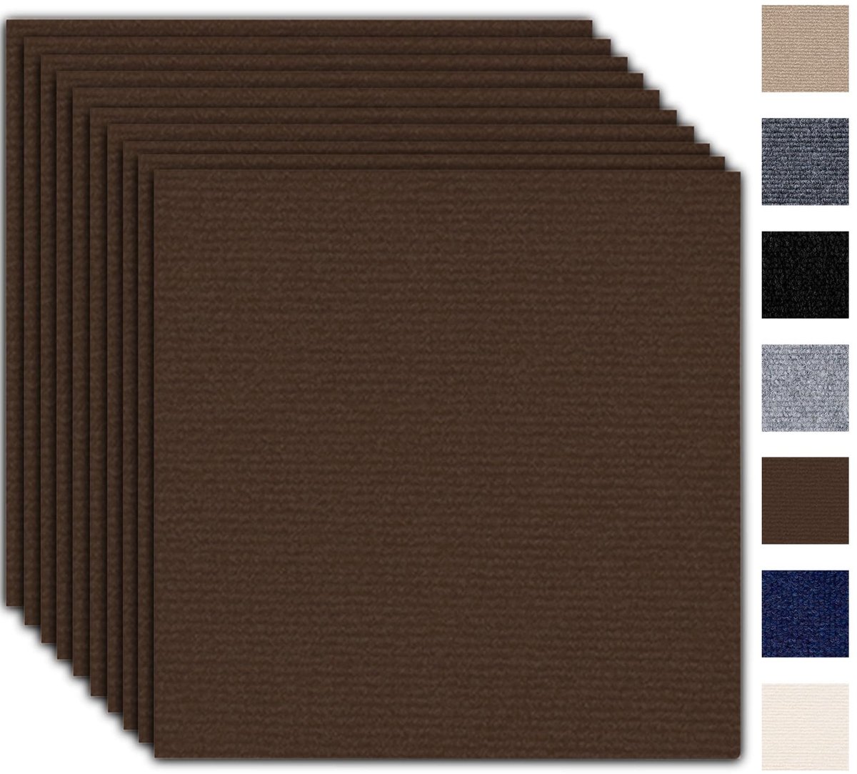 Zelfklevende tapijttegels, 30 x 30 cm, zelfklevend, 10 stuks, 0,9 m², tapijt, tegels met rugbedekking, duurzaam - ShopVlot