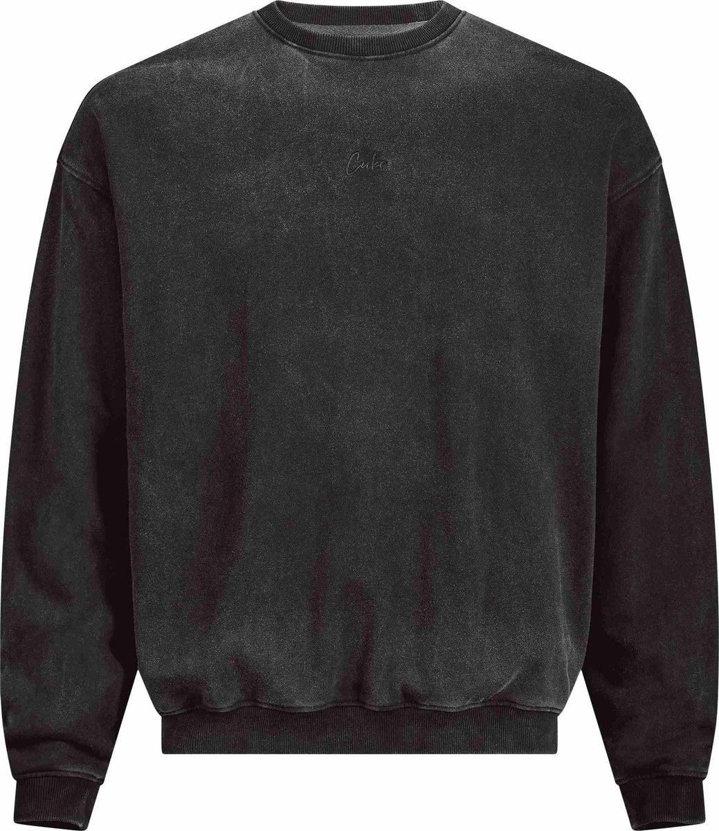 CUBE ORGANIC SWEATER SCRIPT GTY FIT WASHED GREY XL
