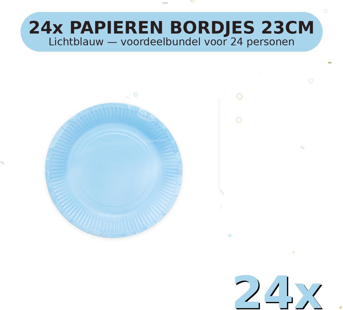 Bordjes 23cm FSC Lichtblauw - Voordeelverpakking 24 Stuks voor tot 24 Personen - Feestartikelen