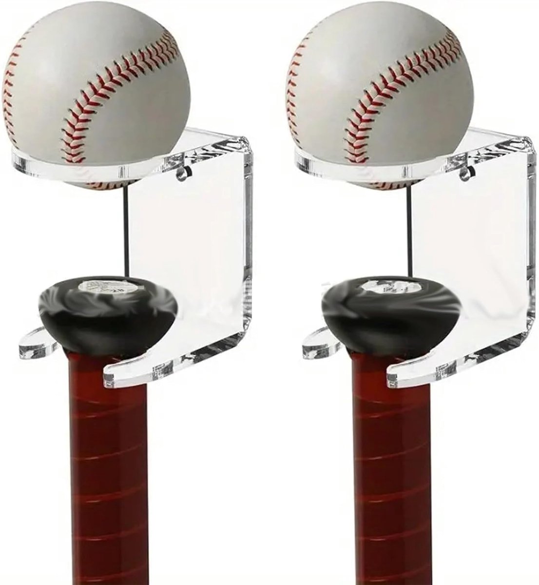 2 stks Wall Mount Baseball Opslag Rack, Heavy Duty Acryl Honkbal Bat Houder Sportuitrusting Organizer voor Bat en Bal - ShopVlot