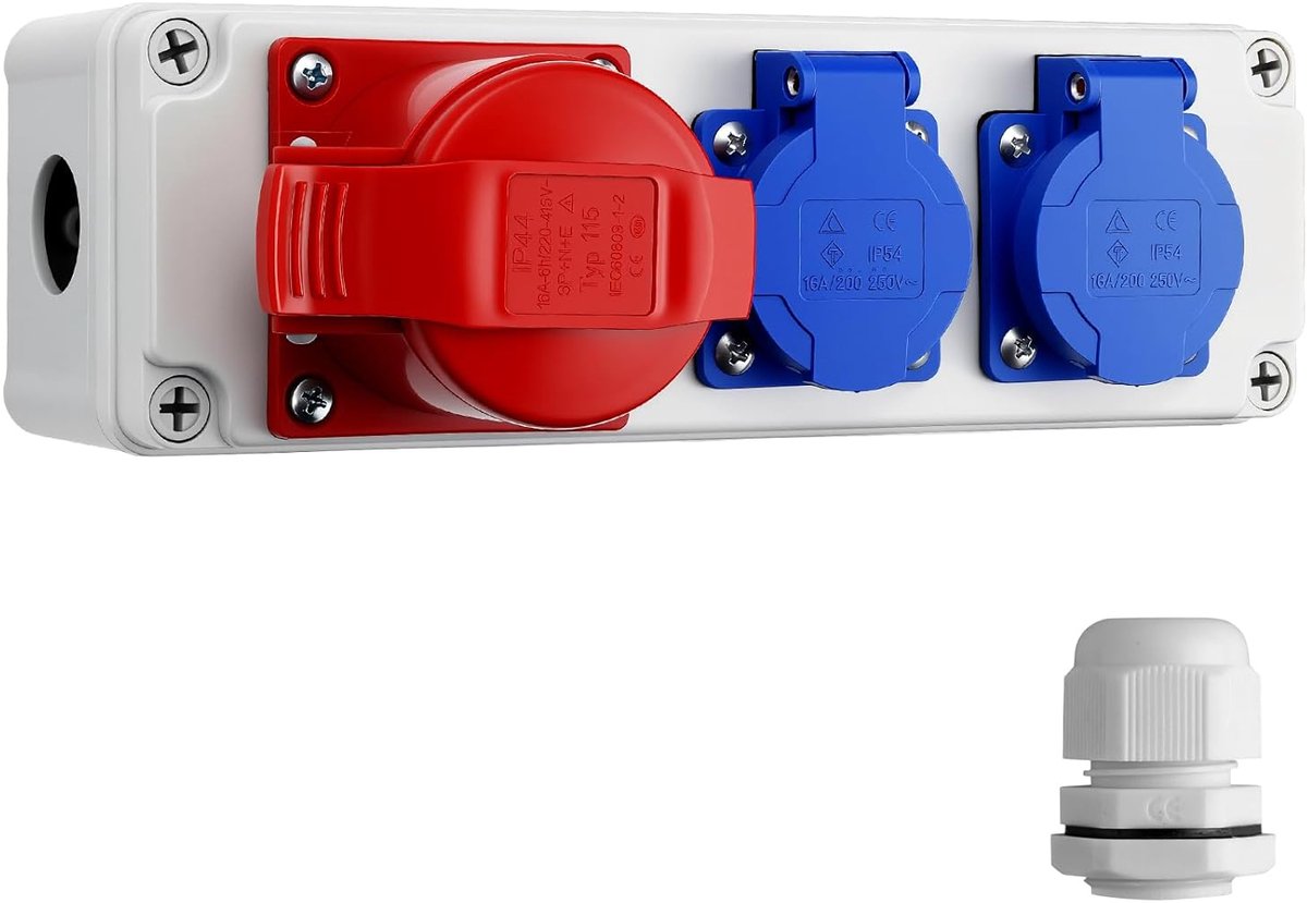 Stroomverdeler 16 A/32 A - waterdicht IP65 - voor buiten en bouwplaats - veilige stroomvoorziening - ShopVlot