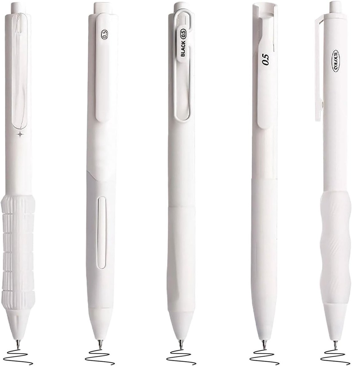 Gelstiften Set - Wit - 0,5 mm - Sneldrogende Inkt met Ergonomische Handgrepen - Voor Schrijven en Tekenen