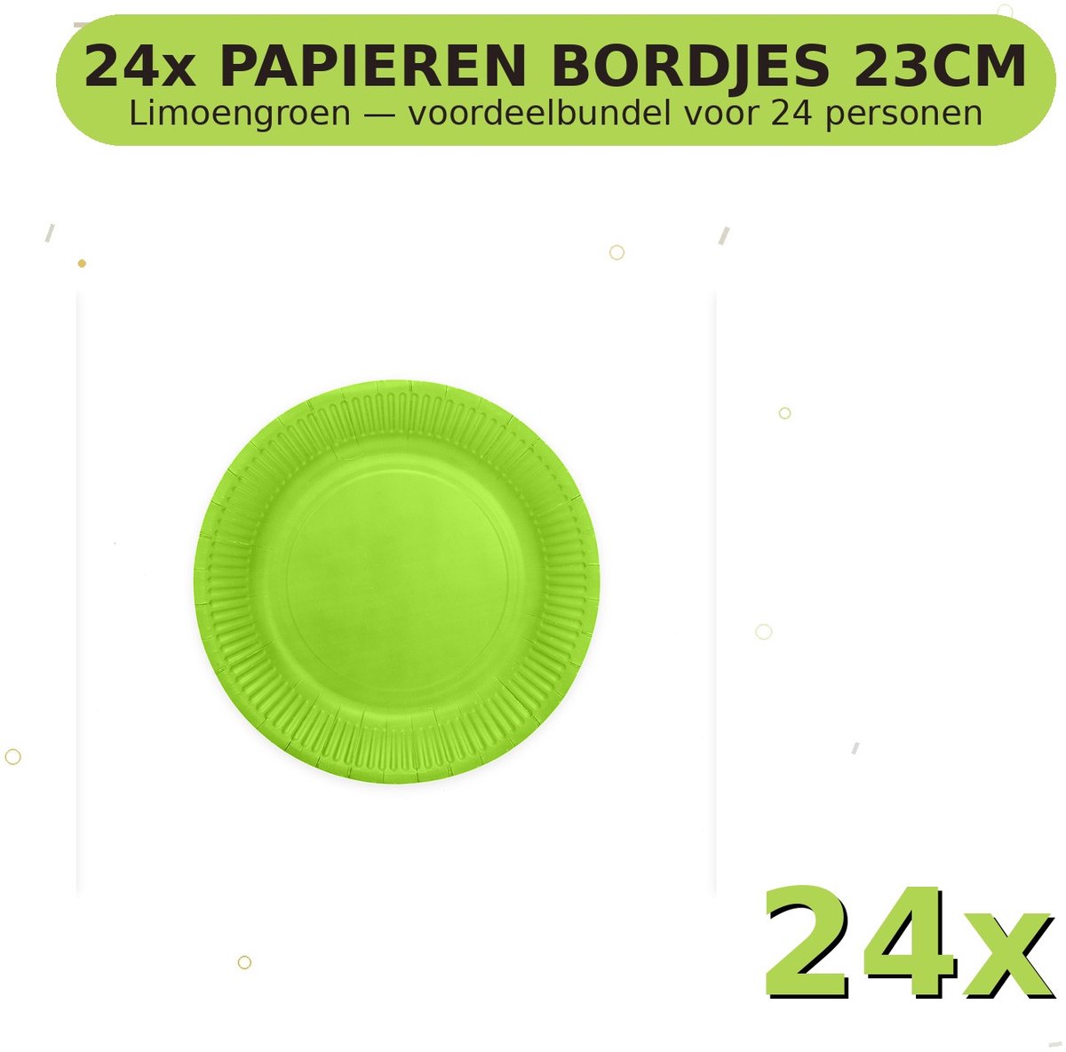 Bordjes 23cm FSC Limoengroen - Voordeelverpakking 24 Stuks voor tot 24 Personen - Feestartikelen