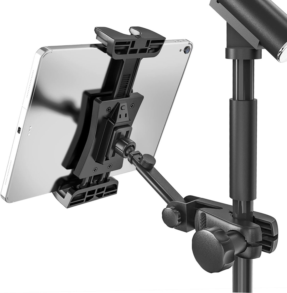 Microfoonstandaard voor Tablet en Telefoon - Zwart - Geschikt voor Tablets van 4.7-12.9 inch - 360° Draaibaar en Lichtgewicht - Voor Muziek en Opnames