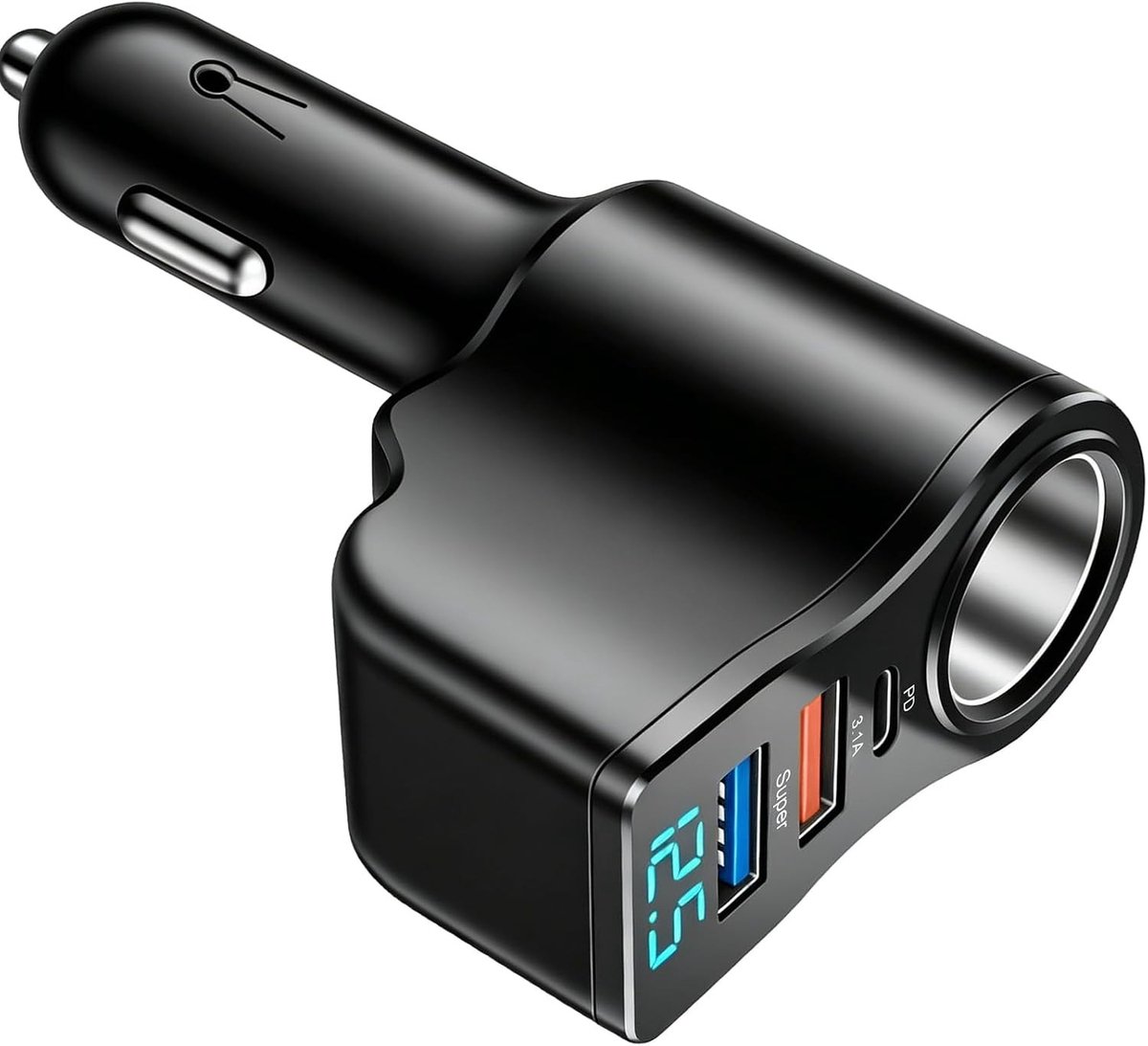 Oplader voor sigarettenaansteker - Zwart - 106 W - Snellader met USB PD3.0 - Voor in de Auto