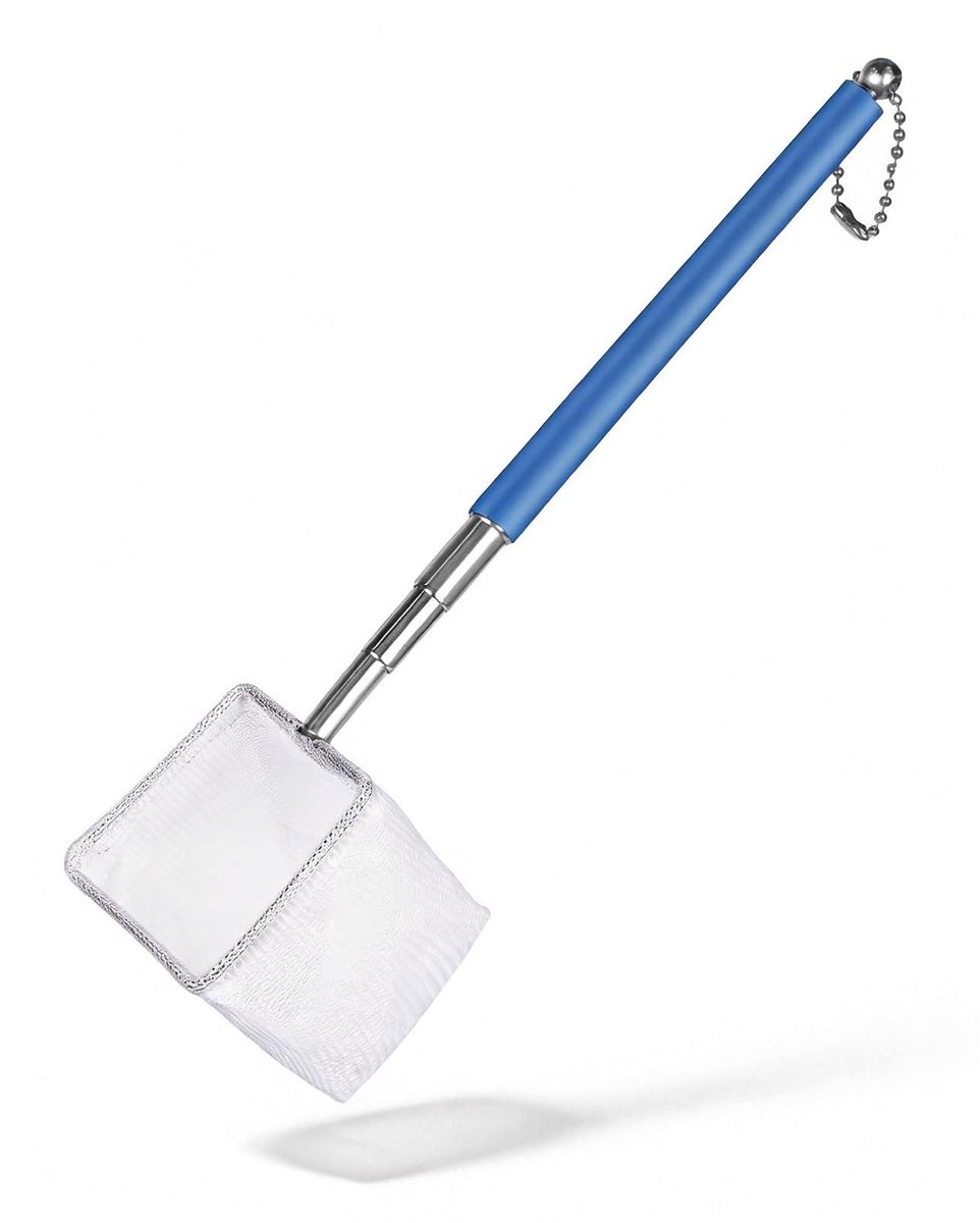 Aquarium schepnet vierkant - garnalennet - uittrekbare roestvrijstalen handgreep - ideaal voor het vangen van garnalen - ShopVlot