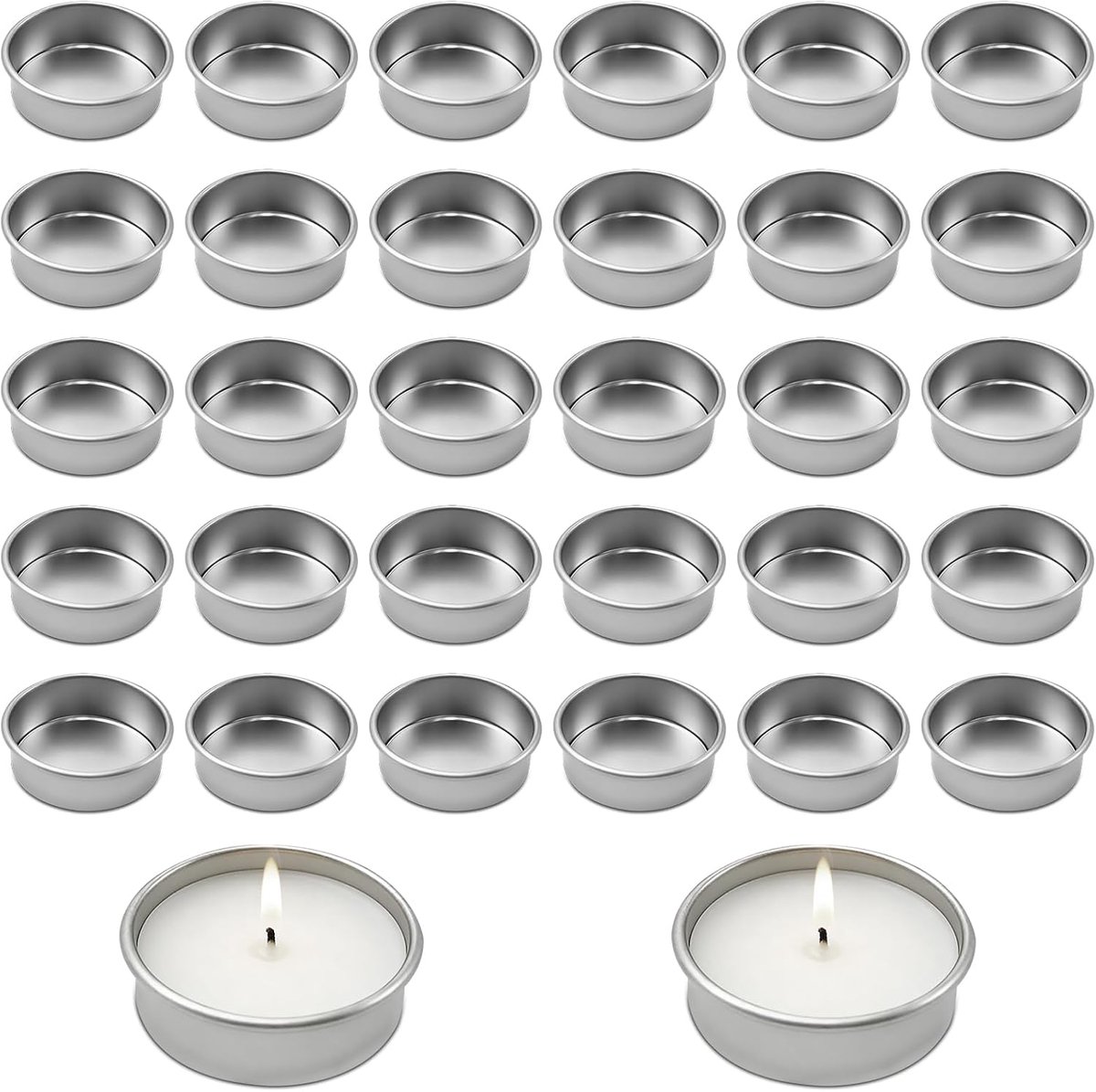 SnelShoppen - 30 Stuks Metalen Theelichthouders, Kaarsenhouders 40mm, Zilver, Decoratie Voor Bruiloft, Thuis, Feestelijke Gelegenheden