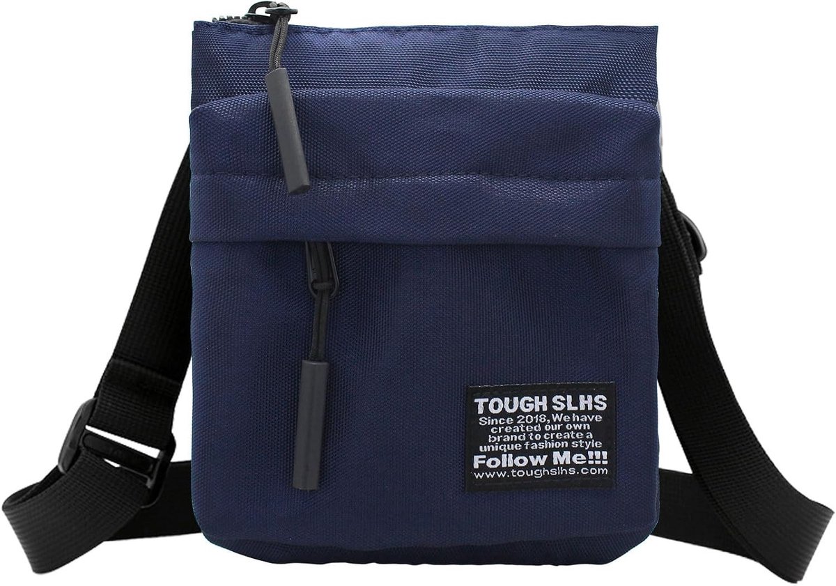 Heren schoudertas met dubbele rits, waterdicht nylon, ideale mini sling bag voor reizen en dagelijks gebruik