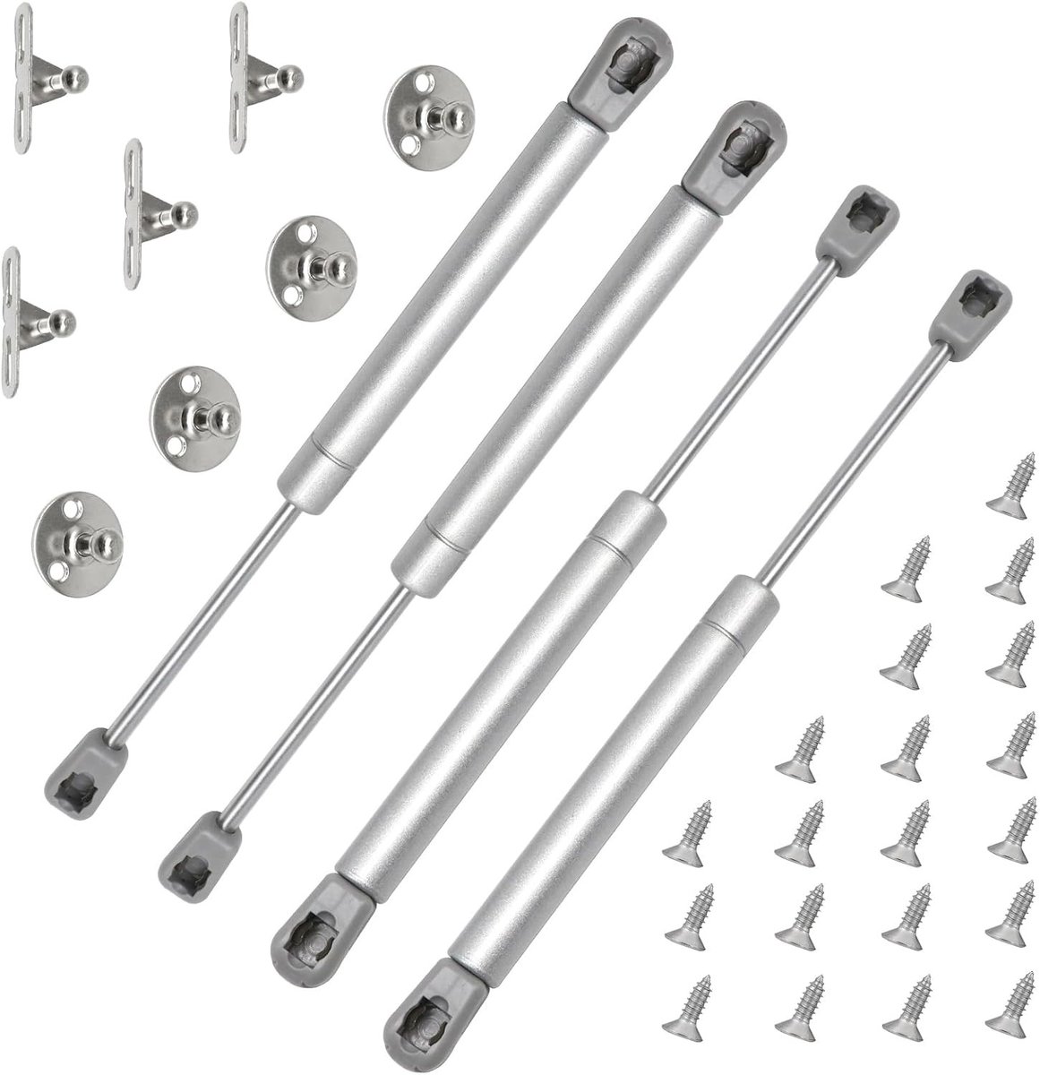 Gasdrukveren Set van 4, 100 N/10 kg, Voor Meubels, Keukenkastjes en Boekenkasten, Zachte Sluiting en Demper