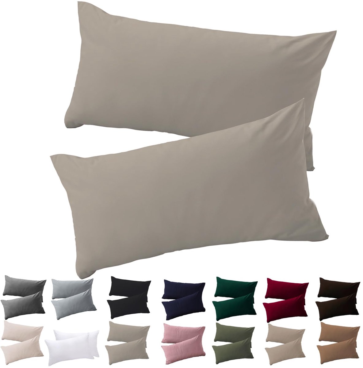 Kussensloop 40 x 70 cm - set van 2 - taupe microvezel - hypoallergeen en resistent - ShopVlot