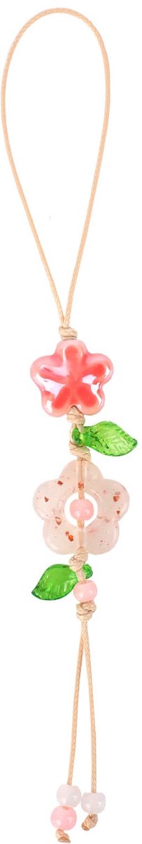 Telefoon charm bloem - roze kralen - schattige accessoires - perfect voor jouw tas - ShopVlot