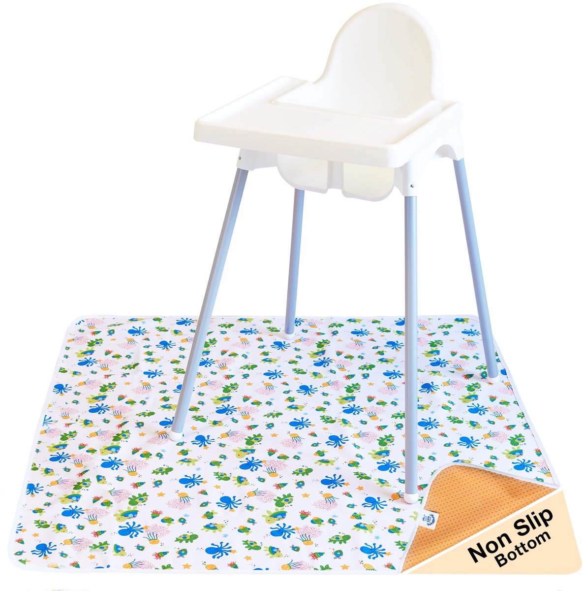 TotsAhoy!® Antislip splat mat/splash mat van Grote vloerbeschermer voor onder de kinderstoel - ShopVlot