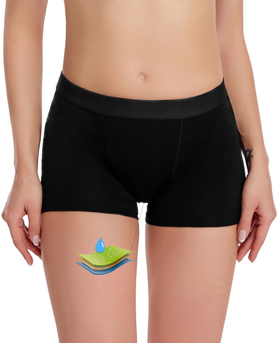 Menstruatiebadmode zwart XS - 4-laags - lekvrij - ideaal voor wateractiviteiten - ShopVlot