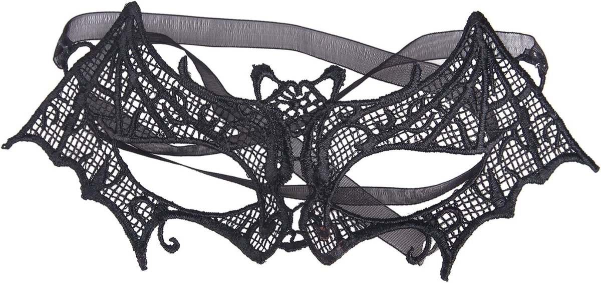 Lace Oogmasker - Vleermuis - One Size - Flexibel Kantmasker voor Halloween en Carnaval