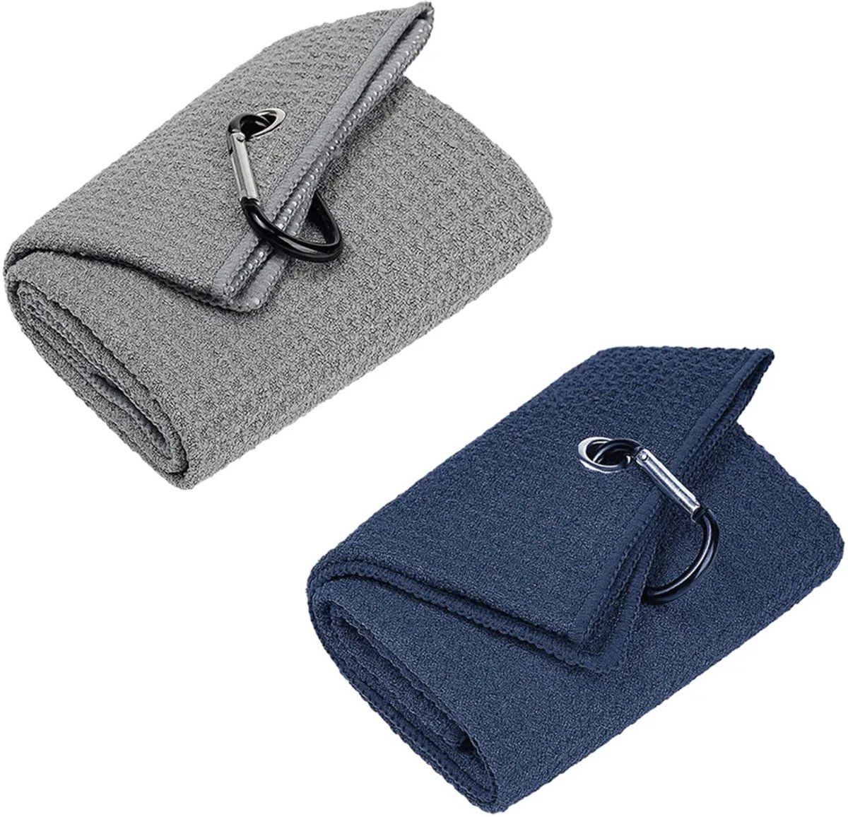 Golfhanddoek, microvezel golfhanddoek Geschikt voor klittenband (donkerblauw + lichtgrijs)