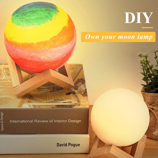 Maanlamp 3D - Decoratieve bol - Sfeerverlichting creëren - Met afstandsbediening - 15 cm diameter - RGB 16 kleuren — afbeelding 4