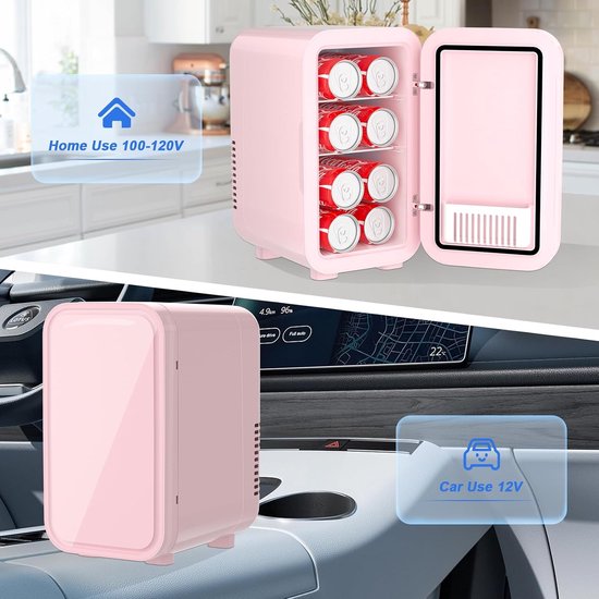 Mini Koelkast - Compacte Koeler - Dranken Koelen - Koel en Warmhoudfunctie - 6 Liter Capaciteit - Roze van MINI — afbeelding 3