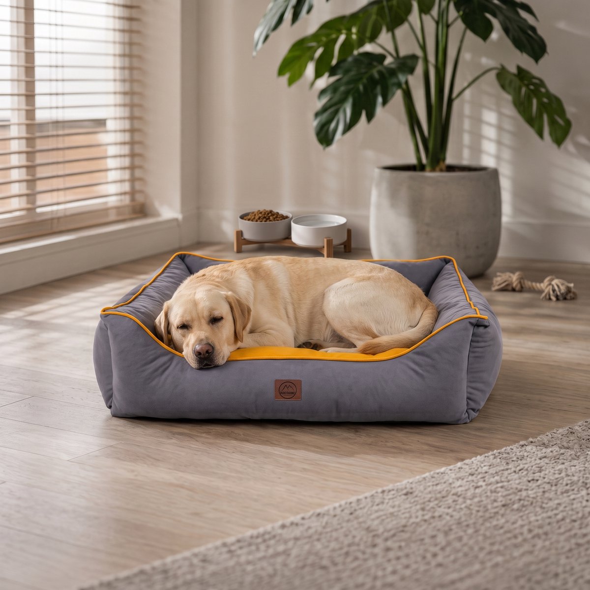 INDECOR Hondenbed - Hondenkussen - Wasbaar Hondenbed met Antislip Bodem - Zacht & Comfortabel Hondenkussen - Hondenmand voor Grote Honden - 75 x 95 x 22 cm - Grijs-Roze