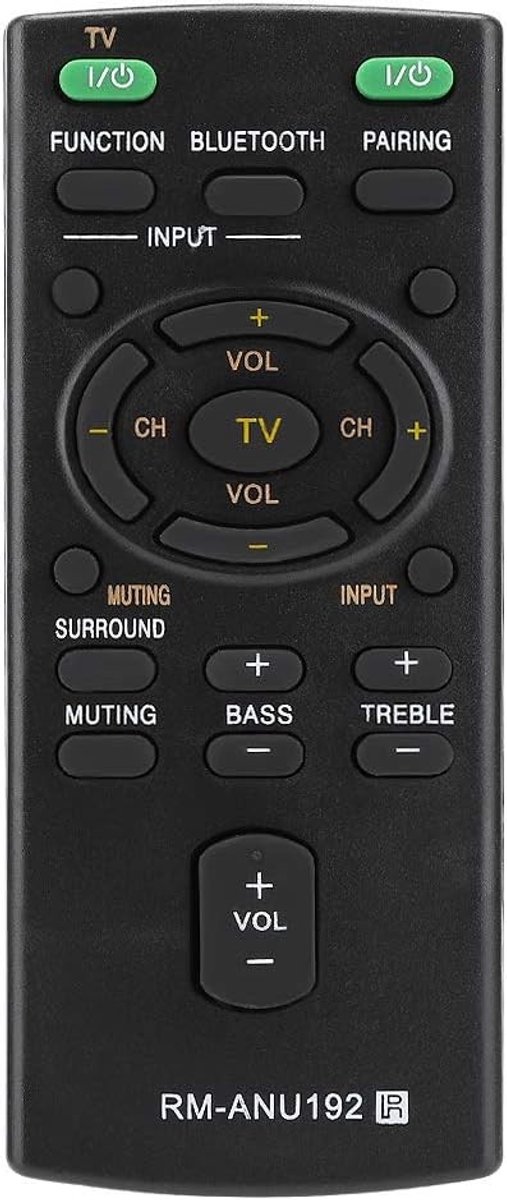 Vervangende afstandsbediening voor Soundbar en Home Theater, geschikt voor RM ANU191 en RM ANU192, ABS Zwart