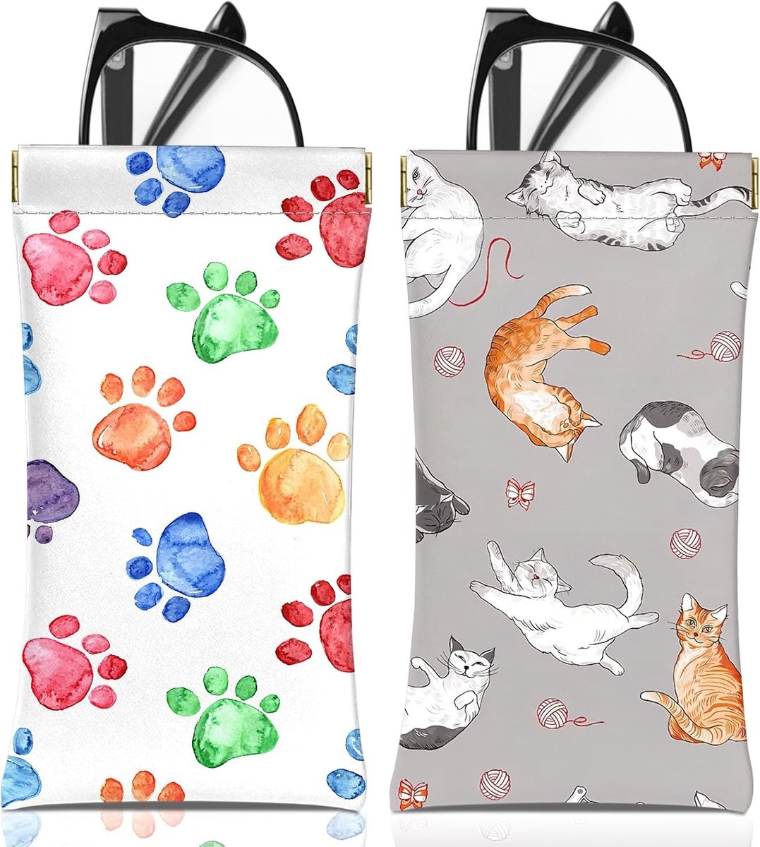 Zachte PU Leren Brilhoes voor Zonnebrillen en Optische Brillen met Schoonmaakdoekje - Unisex, Aesthetic, Bescherming