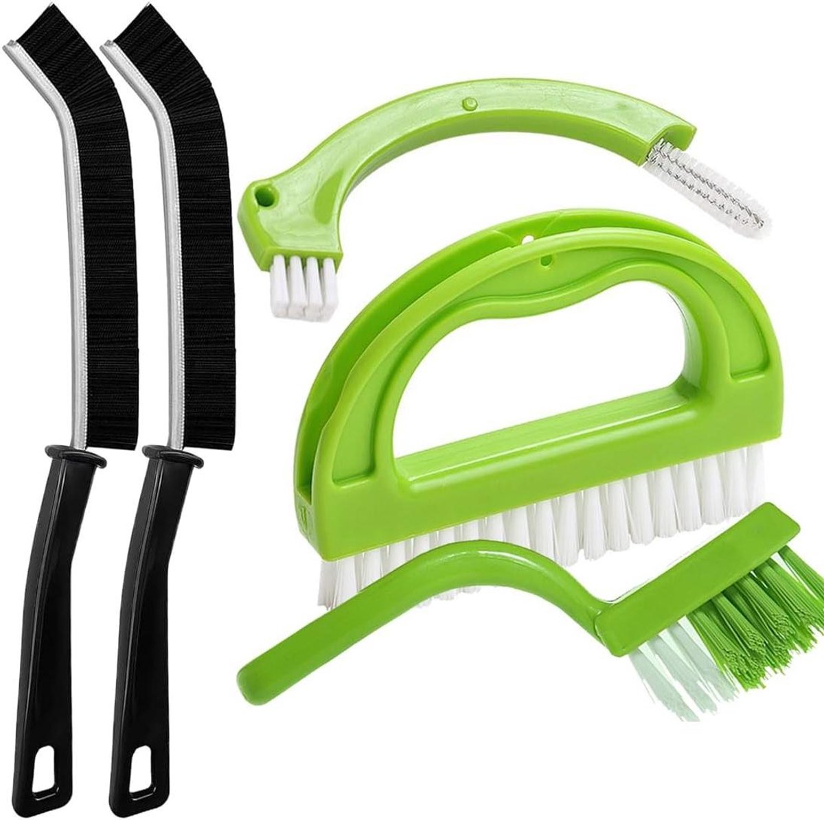 5x Reinigingsborstels - Kierenborstel Set - Badkamer Schoonmaken - Ergonomisch Handvat - 5 Stuks - Grijs
