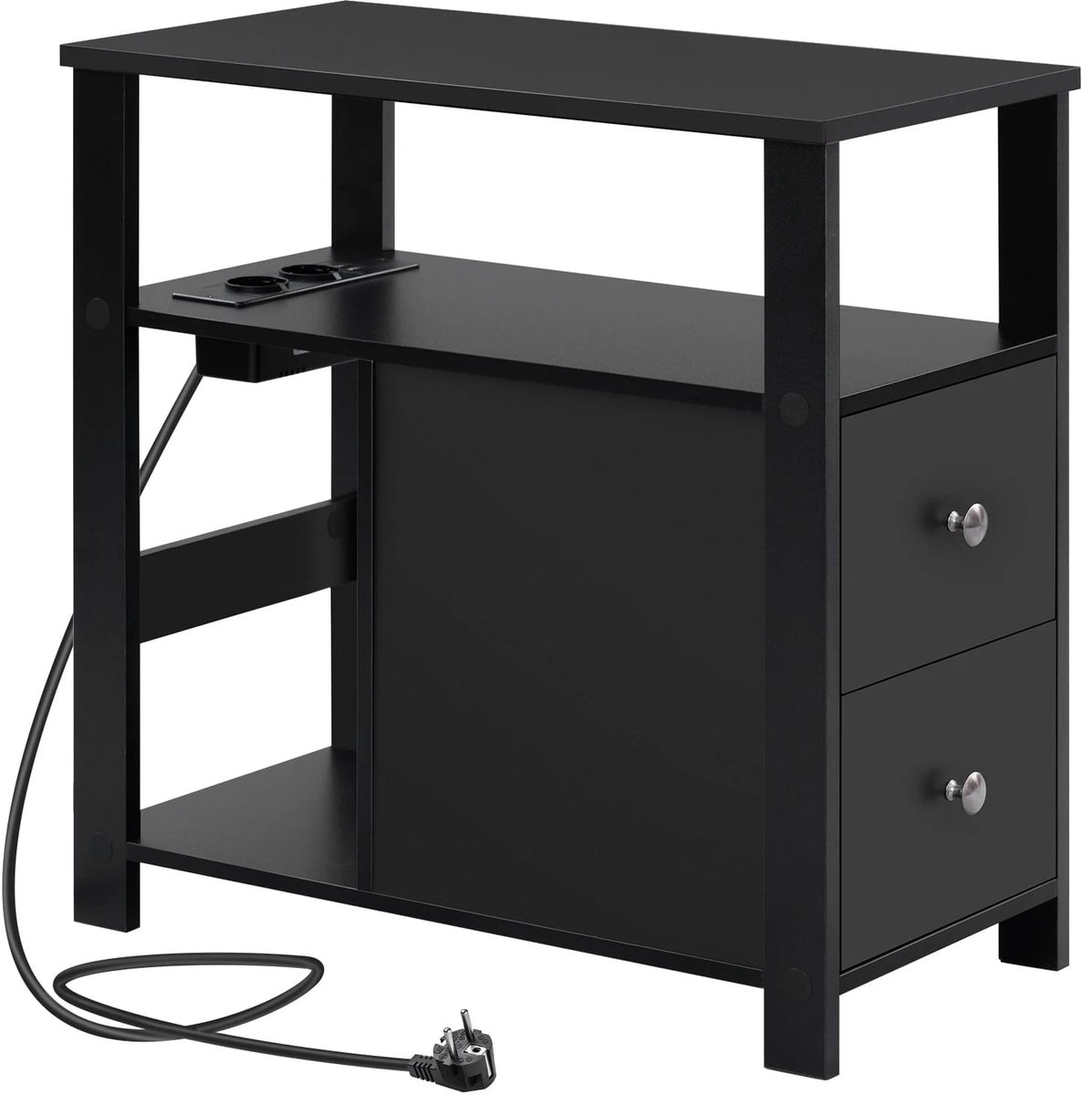 Klarven® Sidetable met lade Zwart - Houten bijzettafel met opbergruimte, Minimalistisch modern design - Eenvoudig zelf te monteren - B 60 x D 60 x H 30 cm