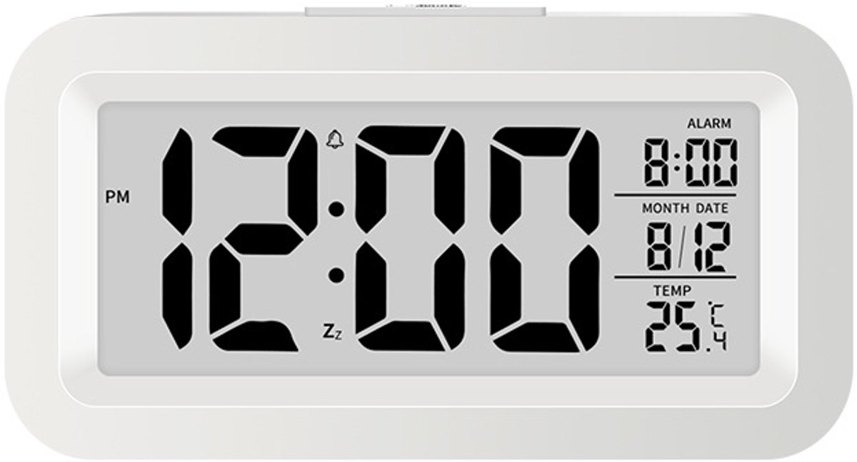 LCD digitale wekker, reiswekker met temperatuur-, datum- en snooze-functie, stille digitale klok voor slaapkamer, kantoor en thuisgebruik