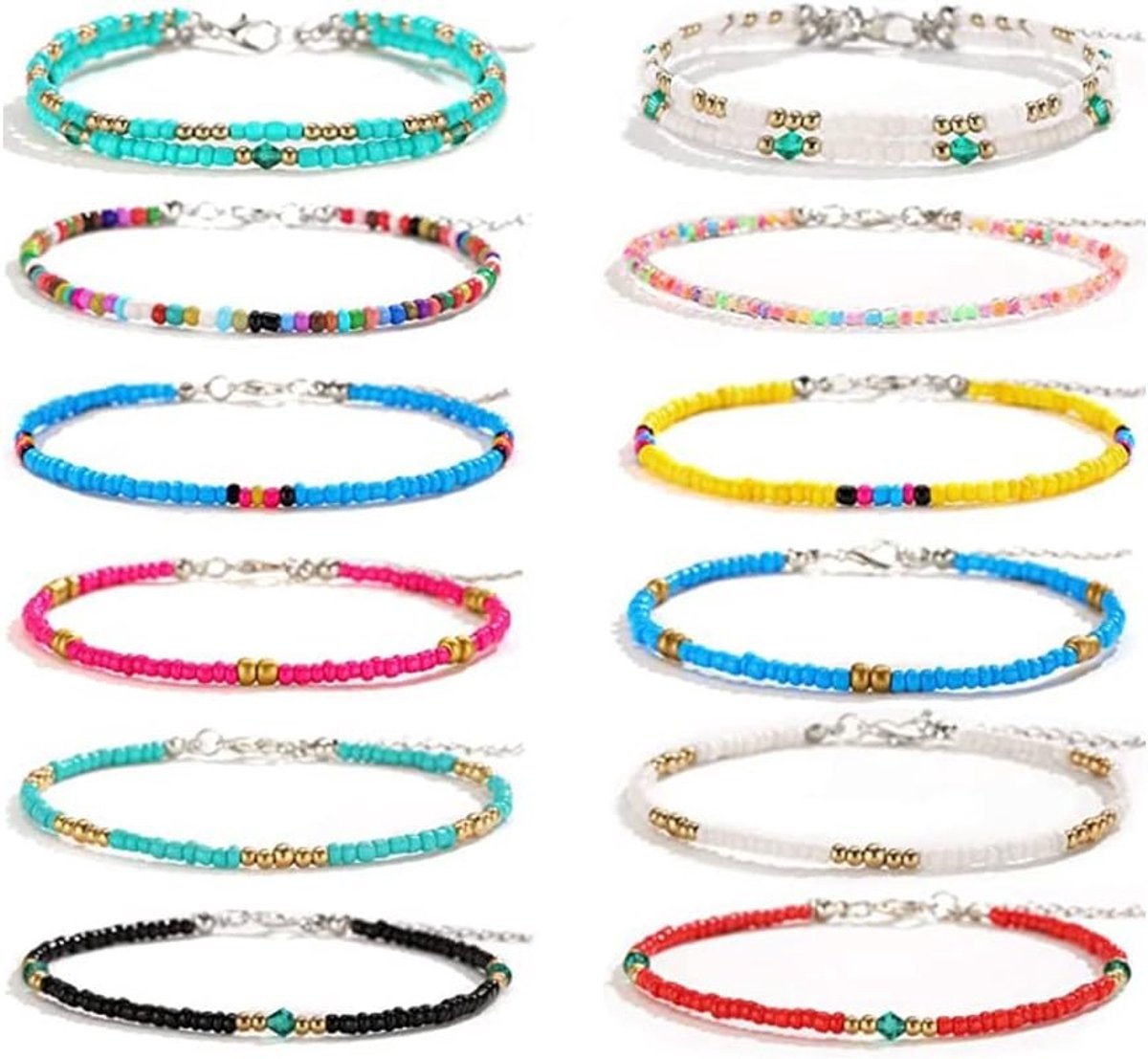 Kleurrijke Aankleedkettingen voor de Enkel, Verstelbare Bohemian Anklets met Handgemaakte Parels, Modieuze Strandaccessoires voor Vrouwen en Meisjes