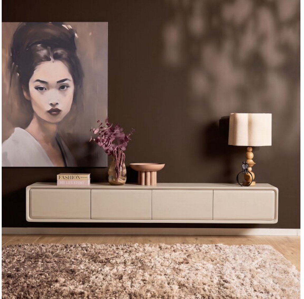 Starfurn - Zwevend tv-meubel Allure mangohout 200 cm - zand