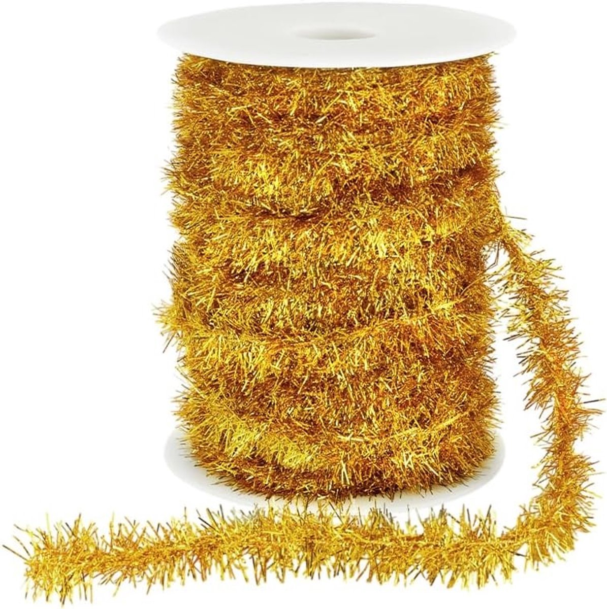 54 Yards Kerst Tinsel Garland - Dunne Glitter Metallic Versiering voor Kerstboom, Verjaardagsfeest en Trouwerij, Goudkleurig Decoratie Accessoire