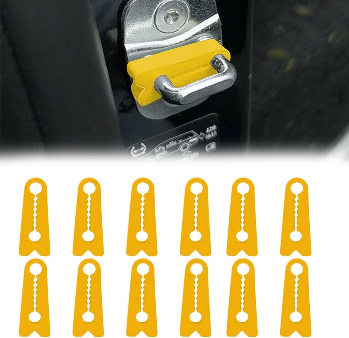 12 Stuks Auto Deurdempers van Silicone, Beschermende Covers voor Deursloten, Geluiddempers voor Minder Geluid en Trillingen (Geel, B)
